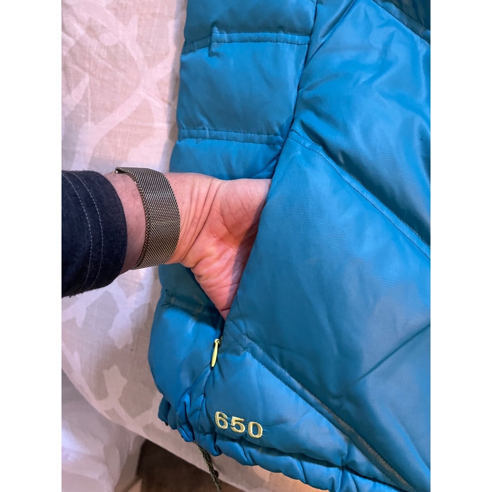 Cabelas Goose Down Puffer Vest Teal Yellow XL 650 Fill Power - Picture 7 of 10